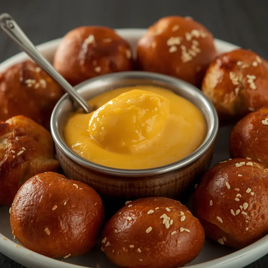Soft-Baked Pretzel Bites with Warm Cheese Dip