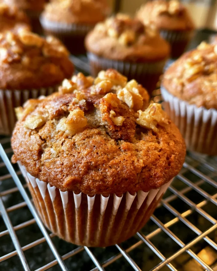 Whole Wheat Honey Banana Nut Muffins