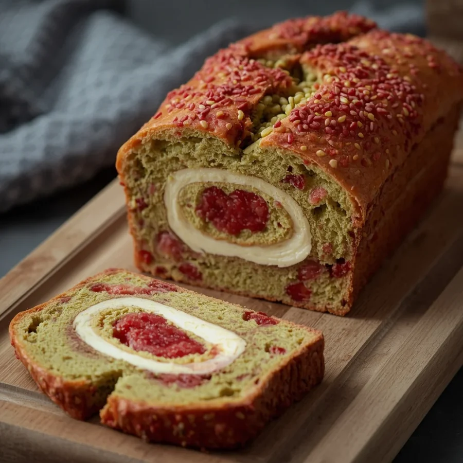 Aesthetic Strawberry Matcha Marble Bread