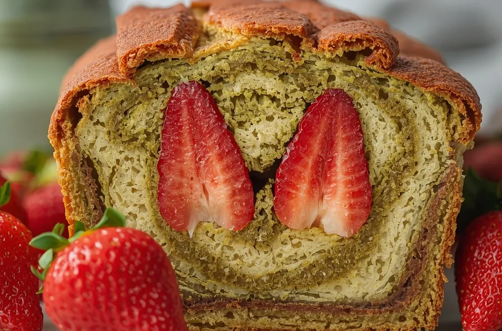 Aesthetic Strawberry Matcha Marble Bread