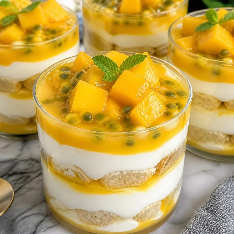 Alcohol-Free Mango Passionfruit Tiramisu Cups