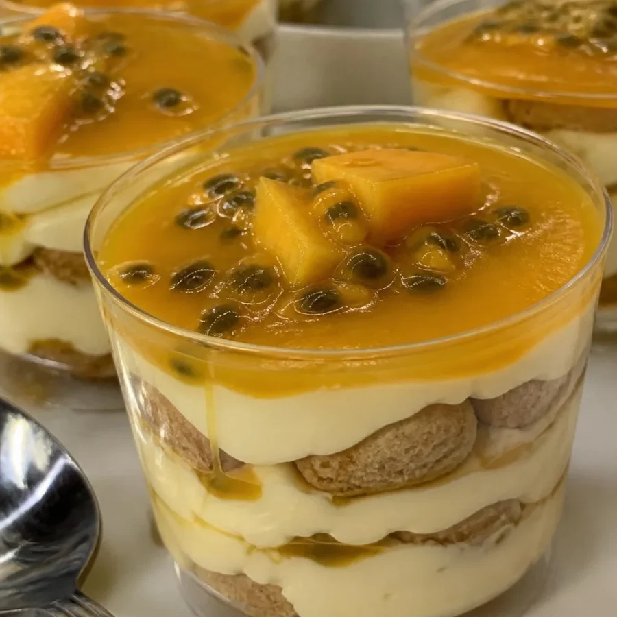 Alcohol-Free Mango Passionfruit Tiramisu Cups