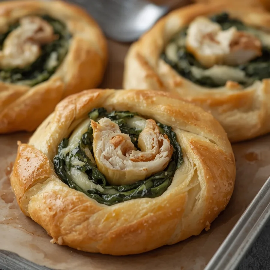 Baked Chicken & Spinach Stuffed Puff Pastry Braids