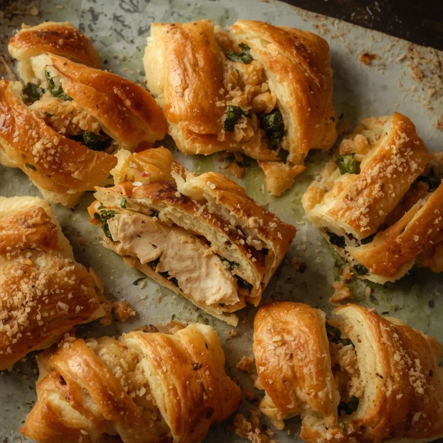 Baked Chicken & Spinach Stuffed Puff Pastry Braids