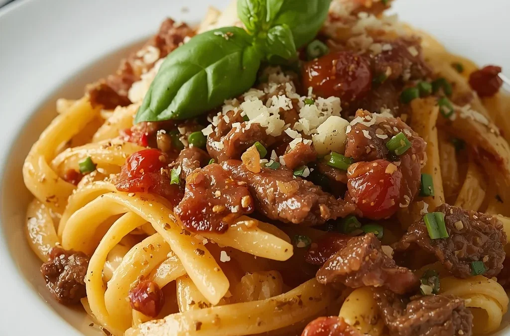 Beef Bacon Carbonara Pasta Salad