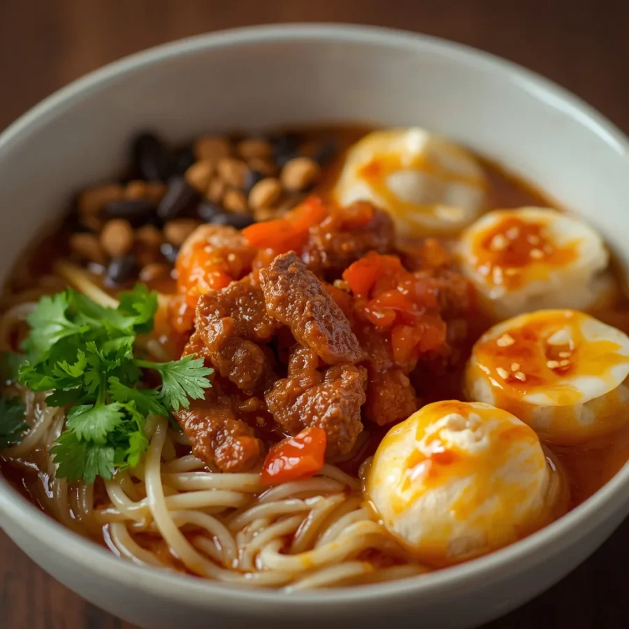 Beef Chili Crisp Dumpling Noodle Bowl