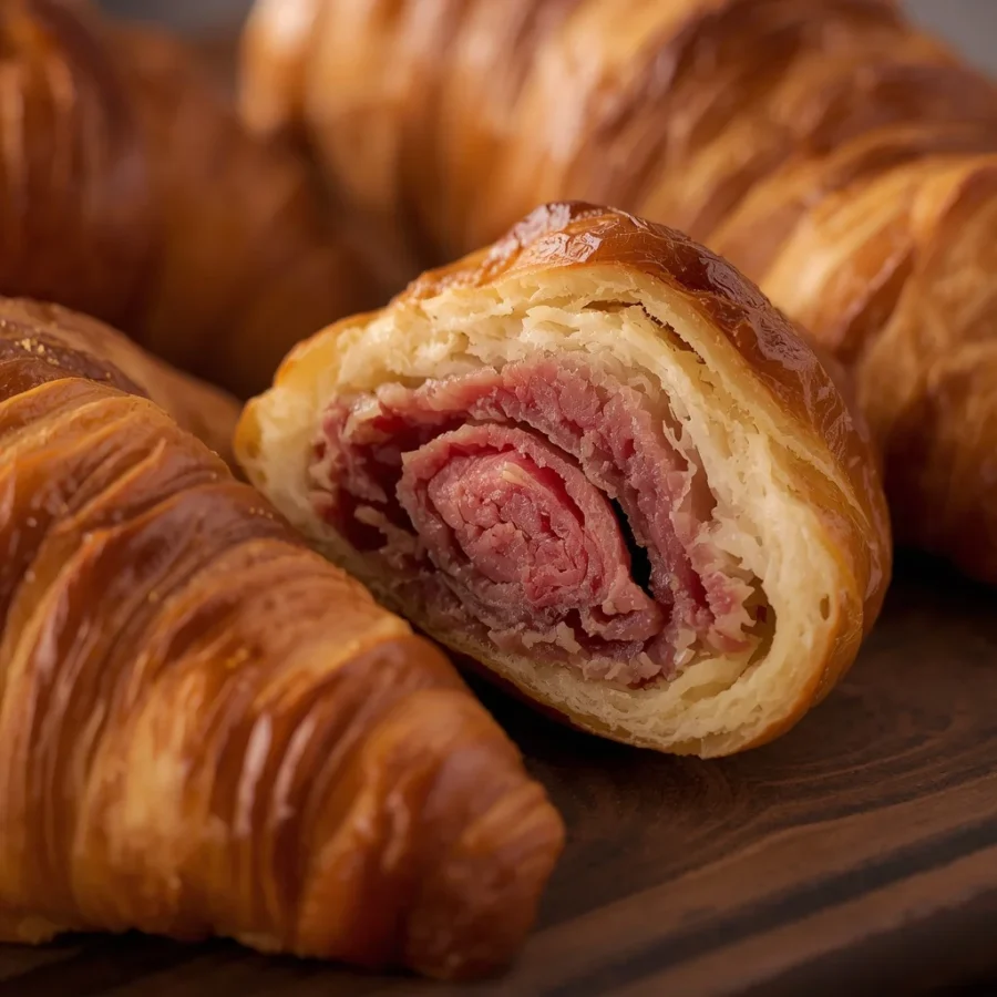 Beef Pastrami Stuffed Croissants