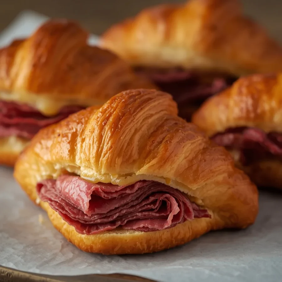 Beef Pastrami Stuffed Croissants
