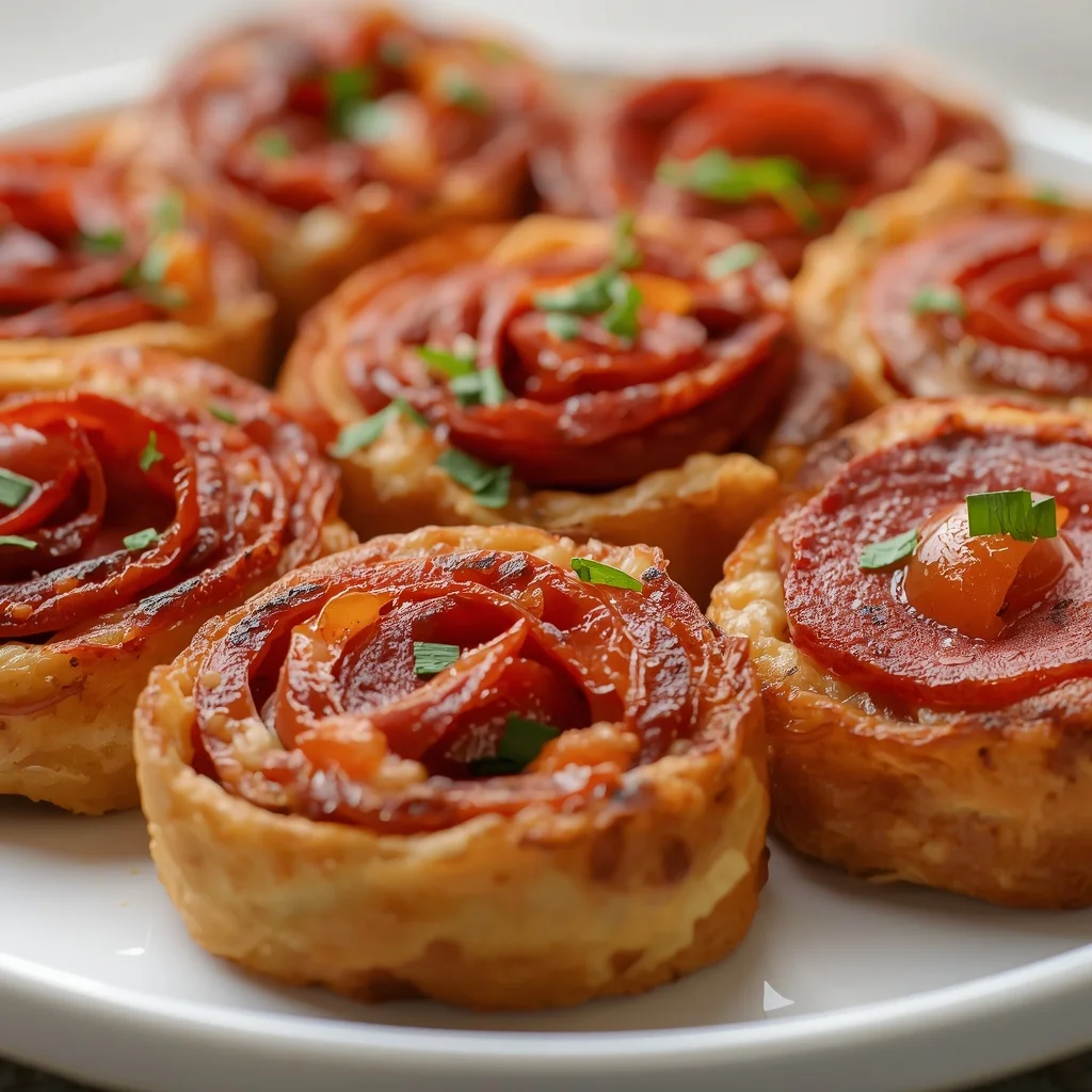Beef Pepperoni and Hot Honey Pizza Pinwheels