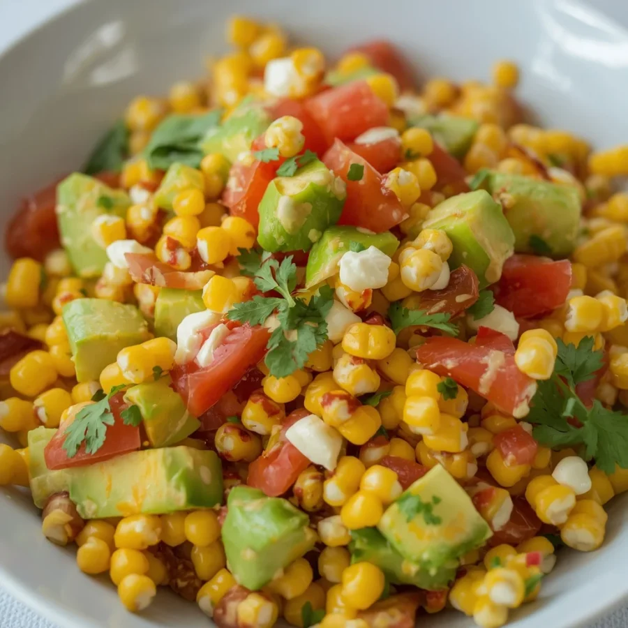 Blistered Corn and Avocado Elote Salad
