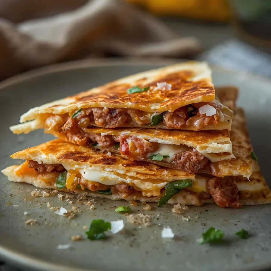 Breakfast Quesadilla with Chicken Sausage