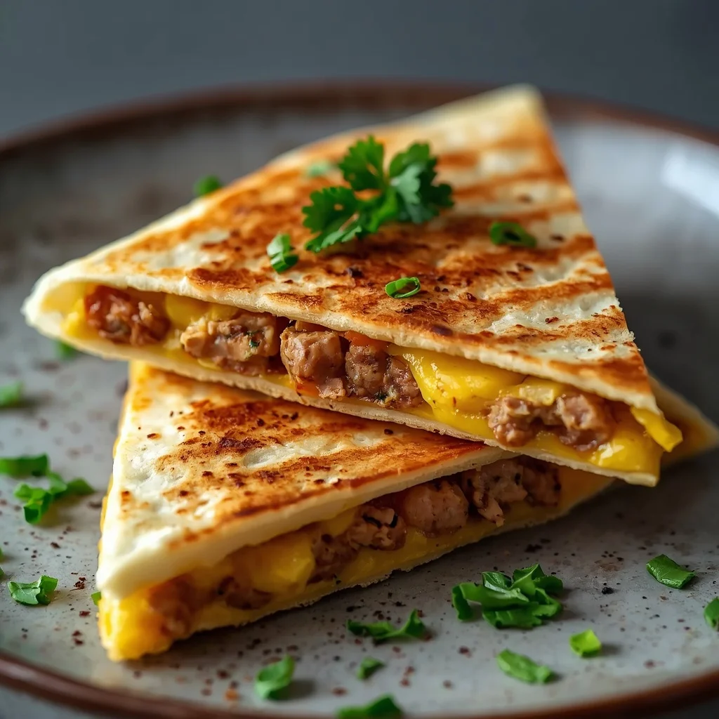 Breakfast Quesadilla with Chicken Sausage