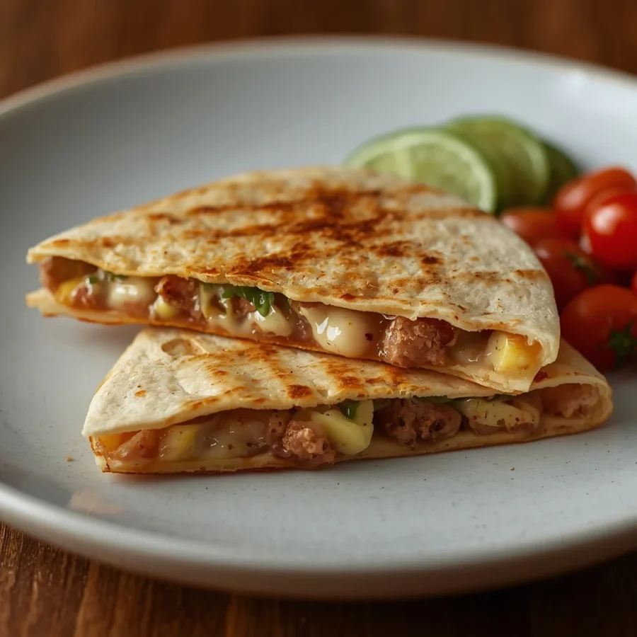 Breakfast Quesadilla with Chicken Sausage