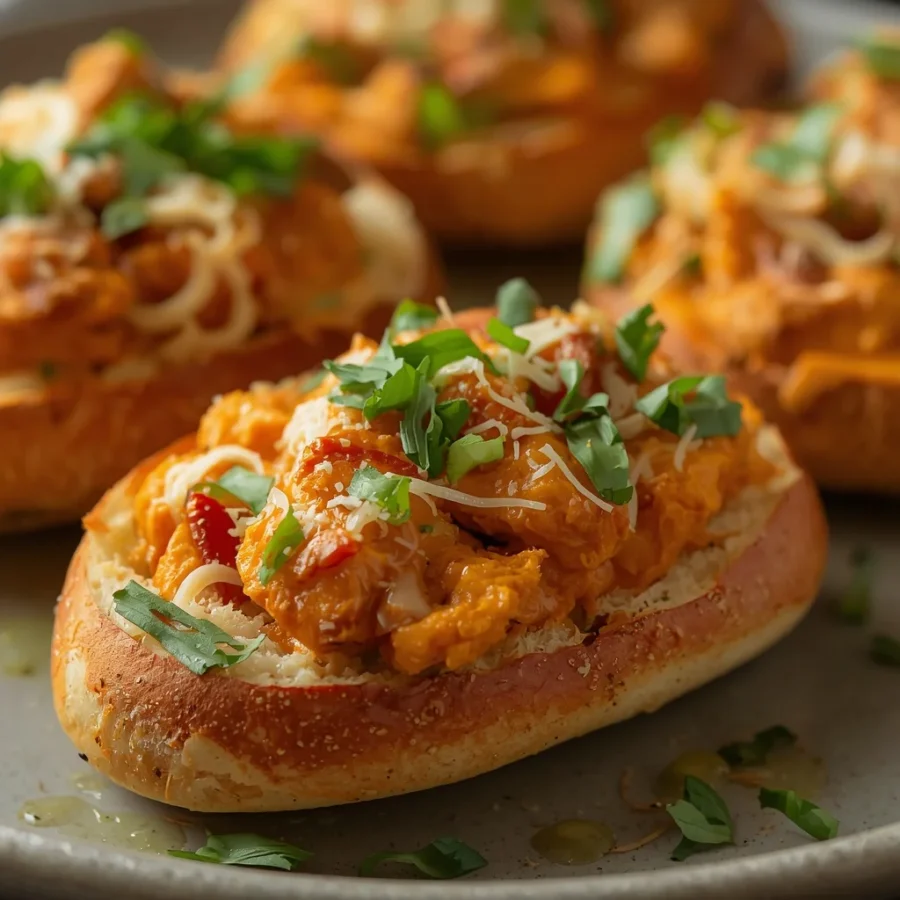 Butter Chicken Stuffed Garlic Bread Boats