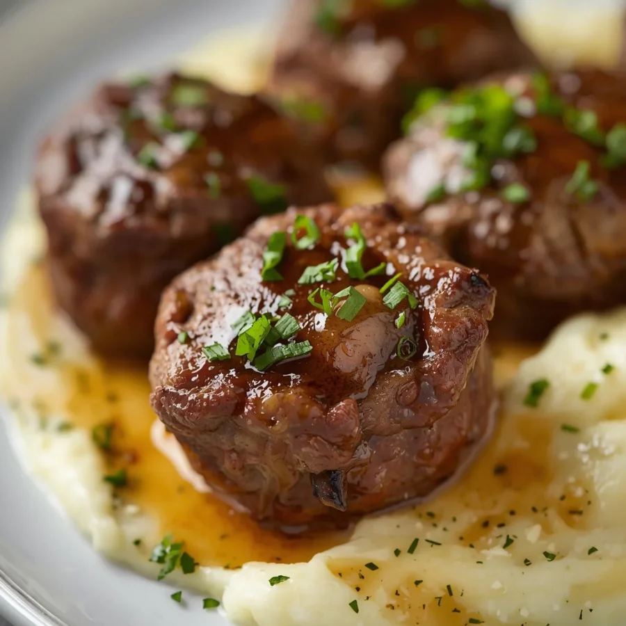 Butter Garlic Steak Bites with Mashed Potatoes