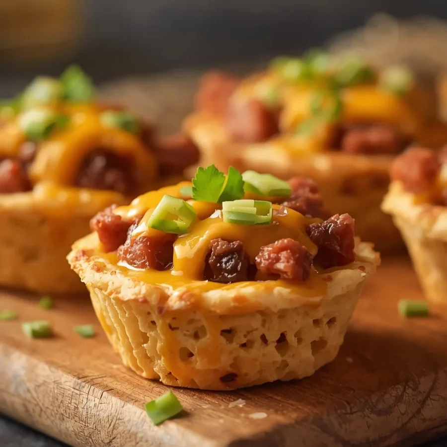 Cheesy Beef Taco Biscuit Cups