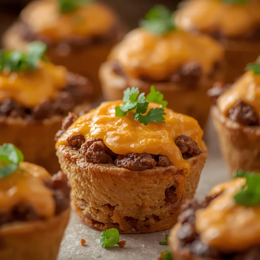 Cheesy Beef Taco Biscuit Cups
