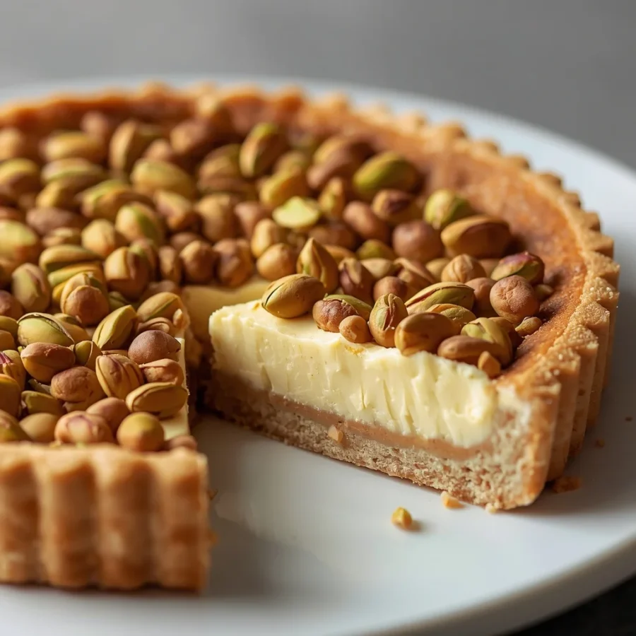 Crisp Kunafa Cream Tart with Pistachios