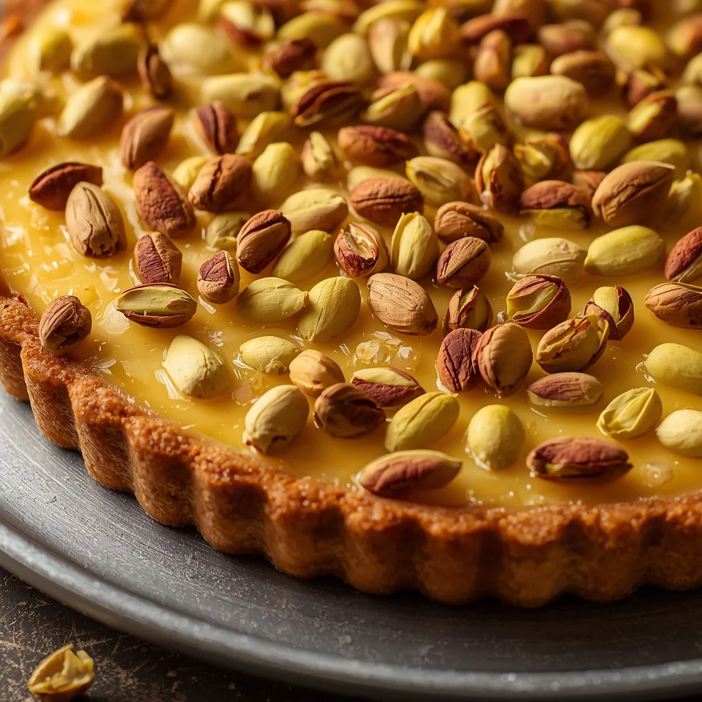 Crisp Kunafa Cream Tart with Pistachios