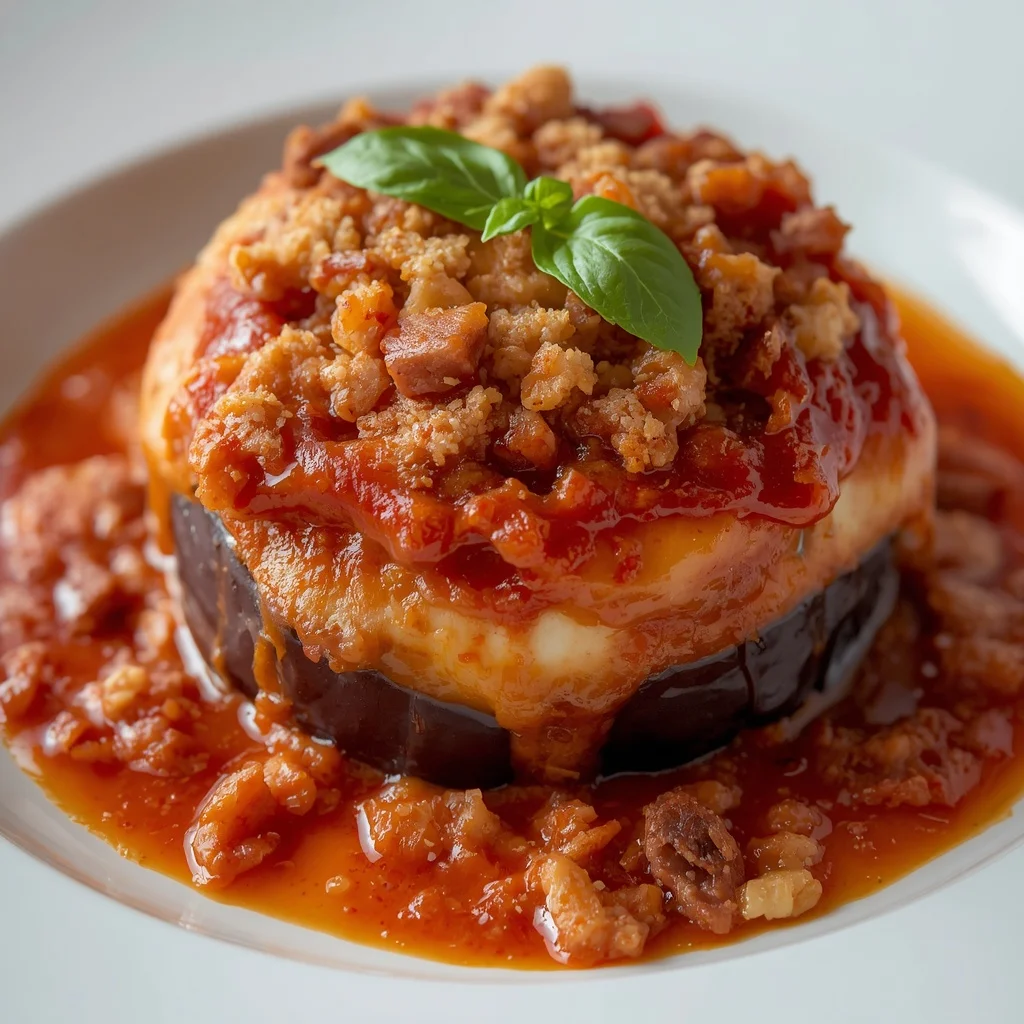 Eggplant Parmesan with Halal Beef Bacon Crumble