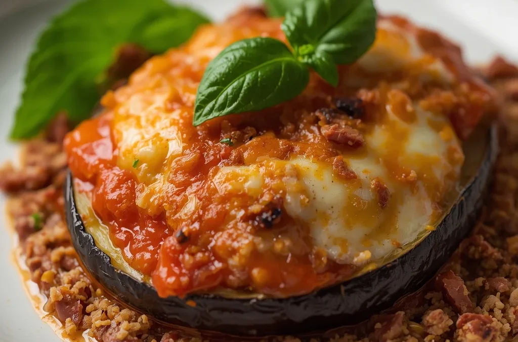 Eggplant Parmesan with Halal Beef Bacon Crumble