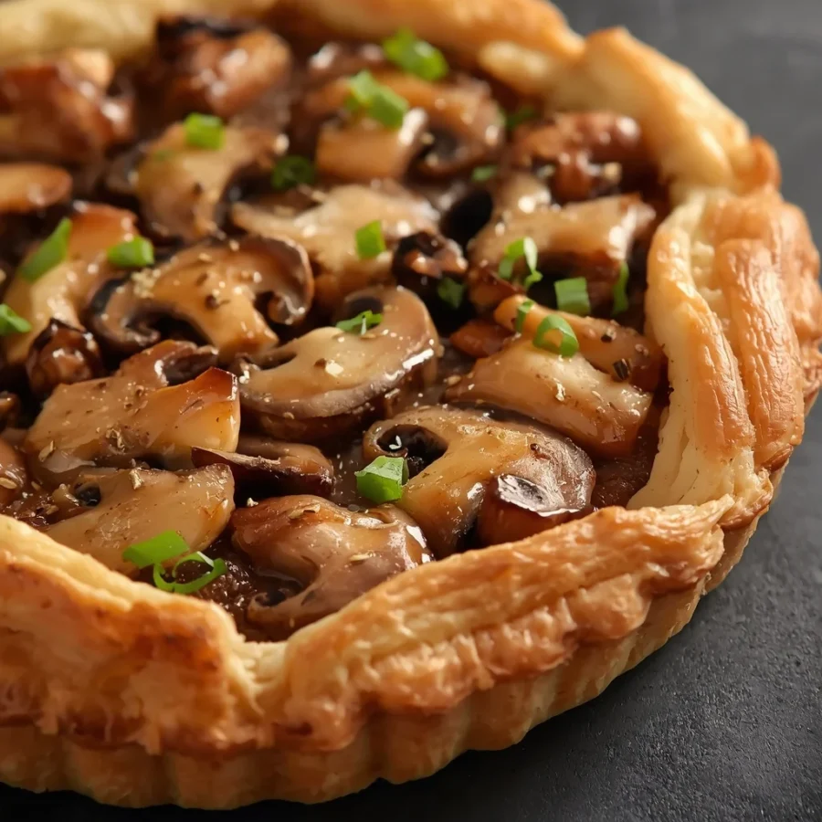 Halal Chicken & Mushroom Puff Pastry Tart