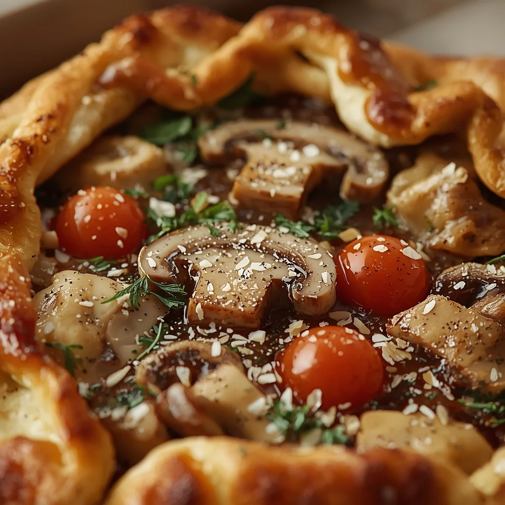 Halal Chicken & Mushroom Puff Pastry Tart