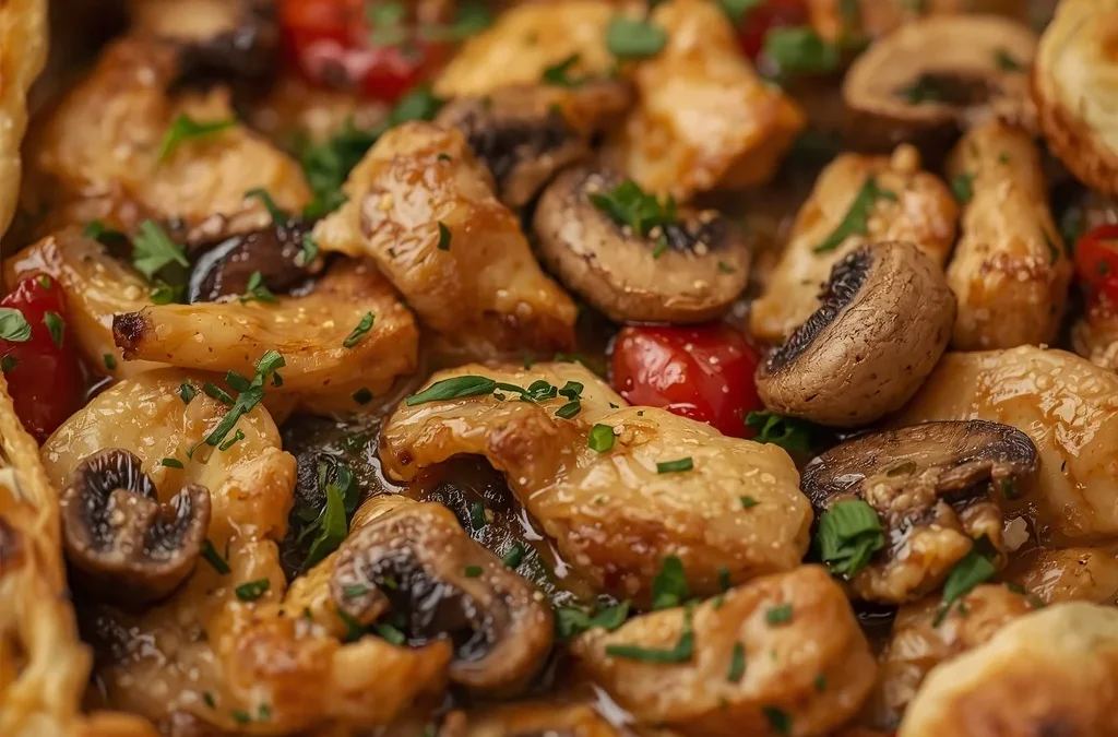 Halal Chicken & Mushroom Puff Pastry Tart