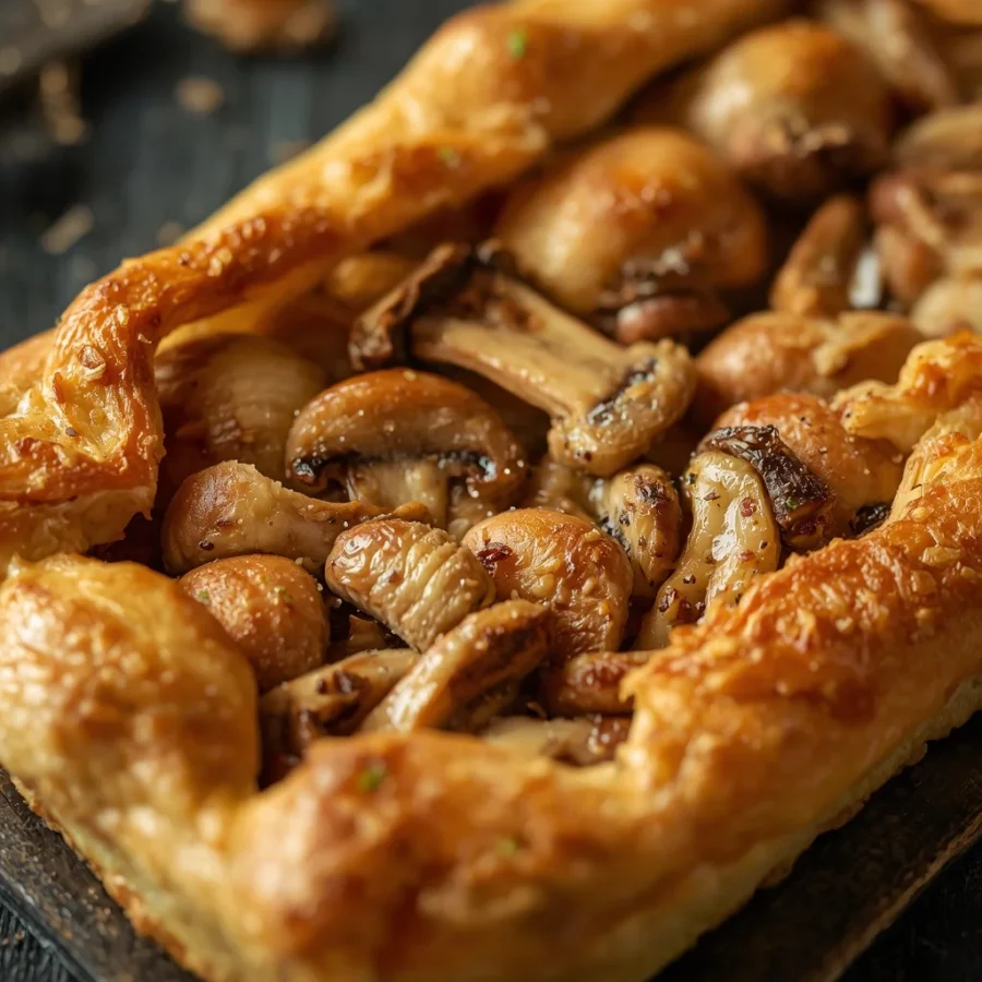 Halal Chicken & Mushroom Puff Pastry Tart