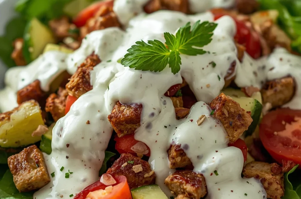Halal Gyro Chopped Salad with Tzatziki Dressing