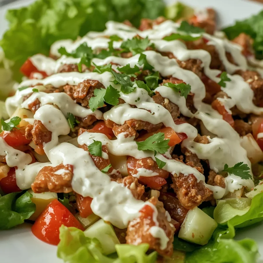 Halal Gyro Chopped Salad with Tzatziki Dressing