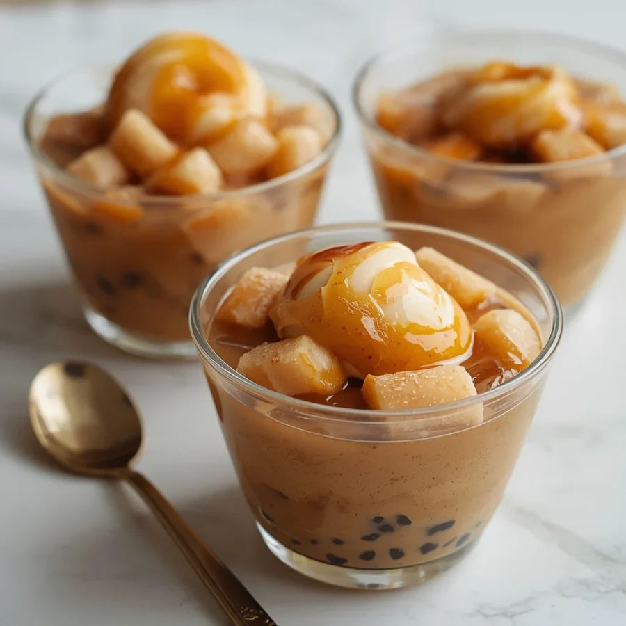 Iced Brown Sugar Boba Tea Pudding Bowls
