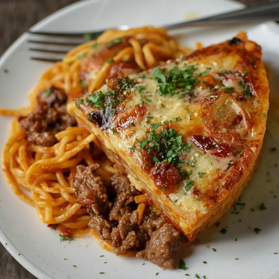 Leftover Spaghetti Halal Beef Frittata