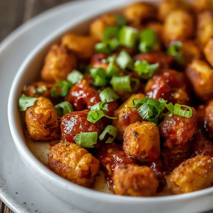 Loaded BBQ Chicken Tater Tot Casserole