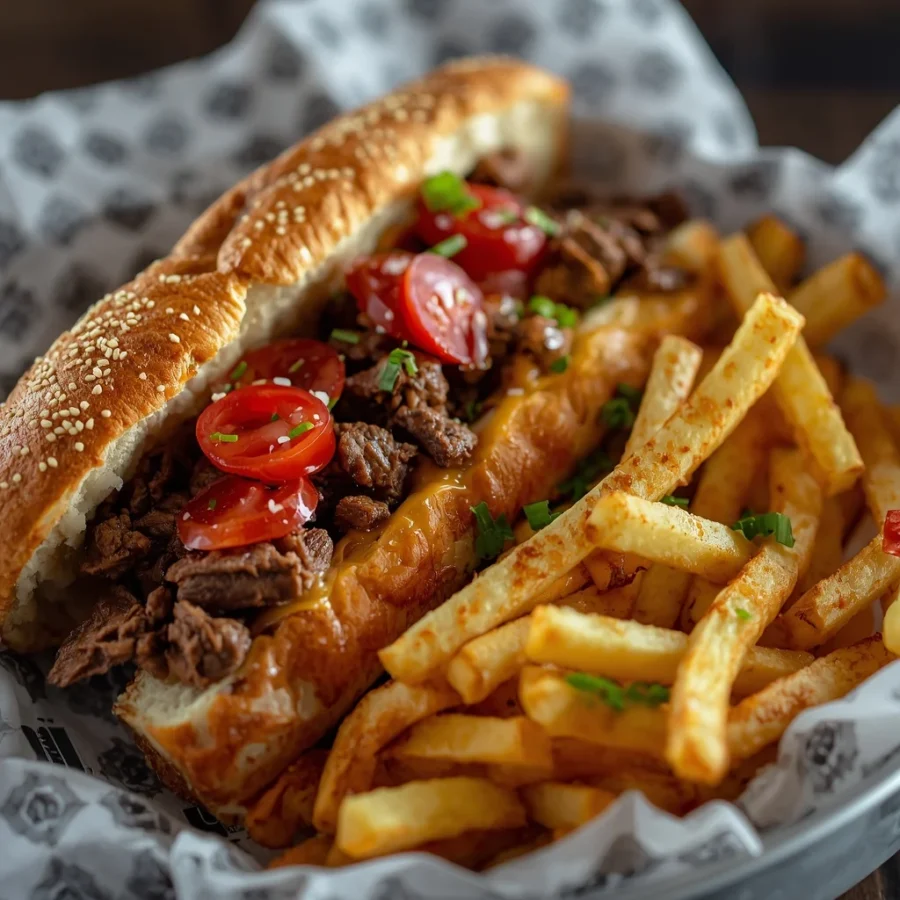 Loaded Halal Philly Cheesesteak Fries