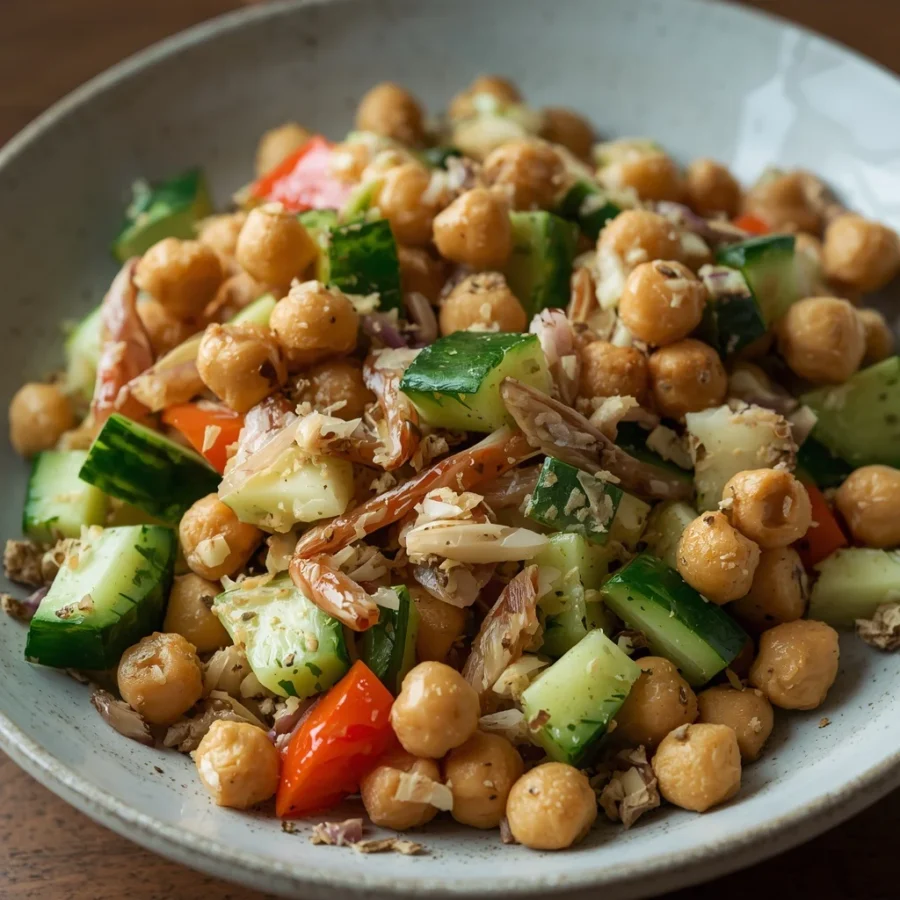 Mediterranean Marinated Chickpea & Cucumber Crunch Salad