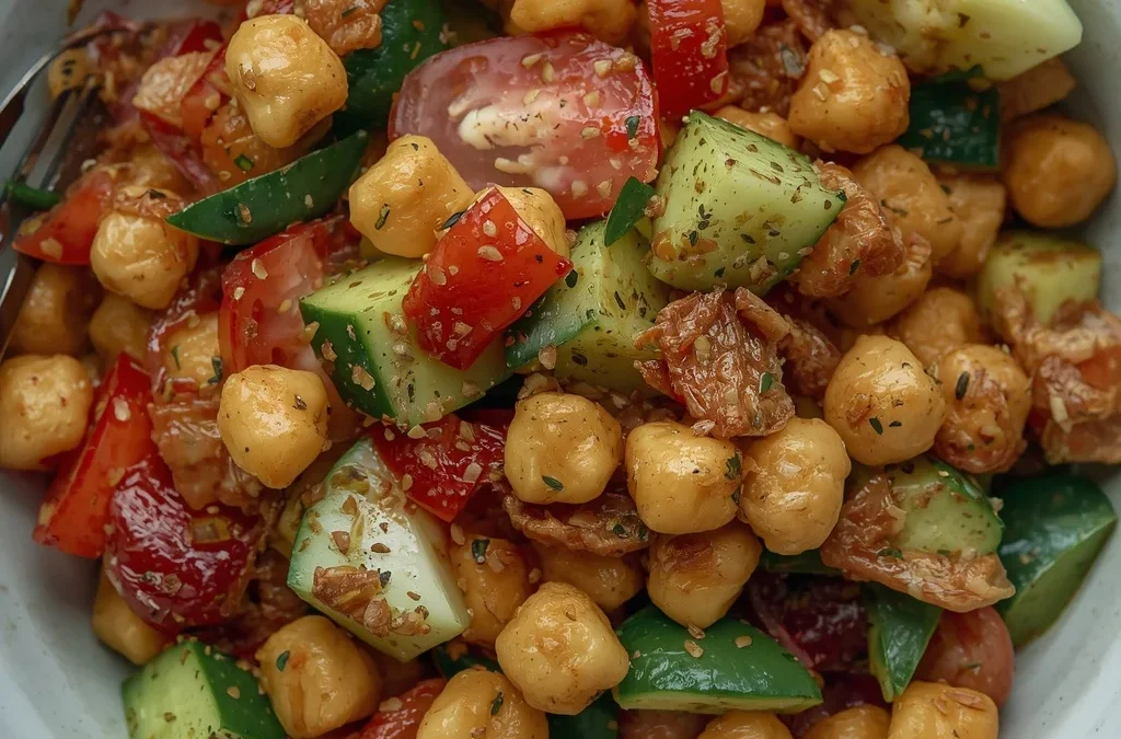 Mediterranean Marinated Chickpea & Cucumber Crunch Salad