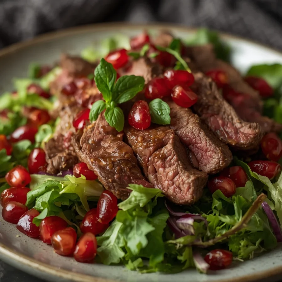 Pomegranate Beef Steak Salad