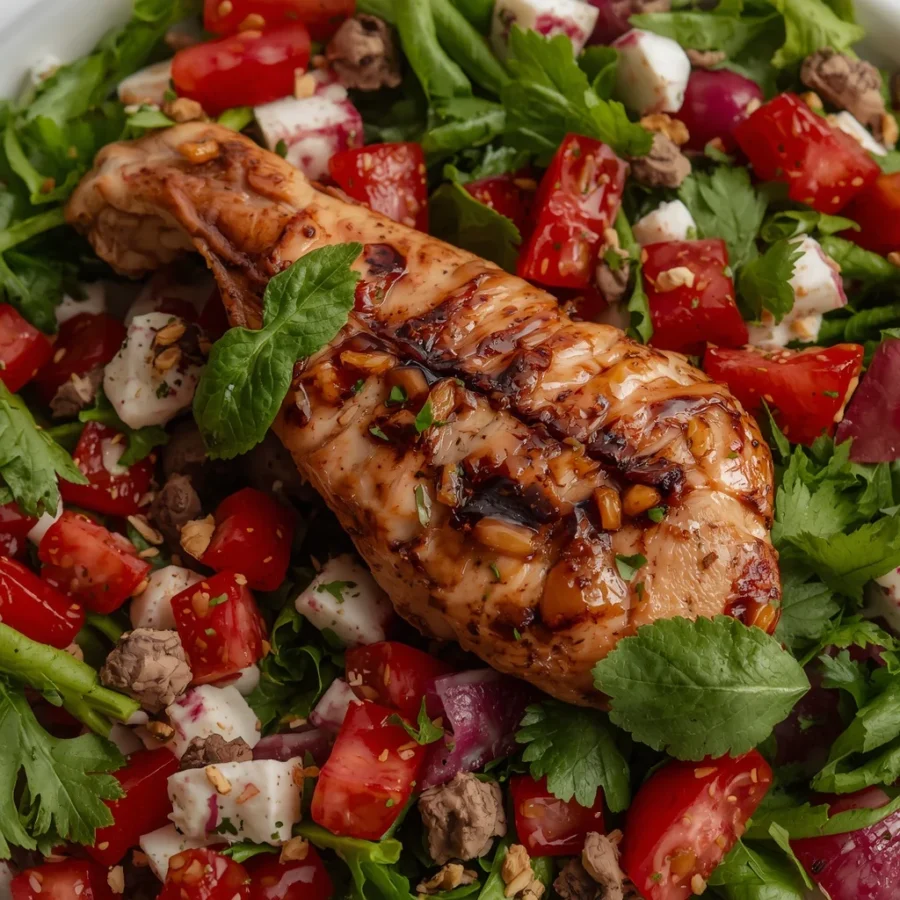 Pomegranate Fattoush with Grilled Chicken