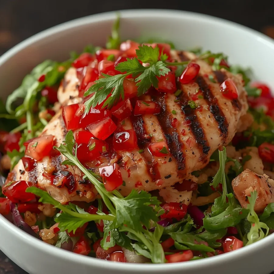 Pomegranate Fattoush with Grilled Chicken