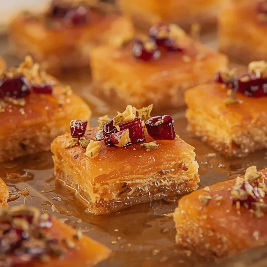 Saffron Rose Water Halal Baklava Cheesecake Bars