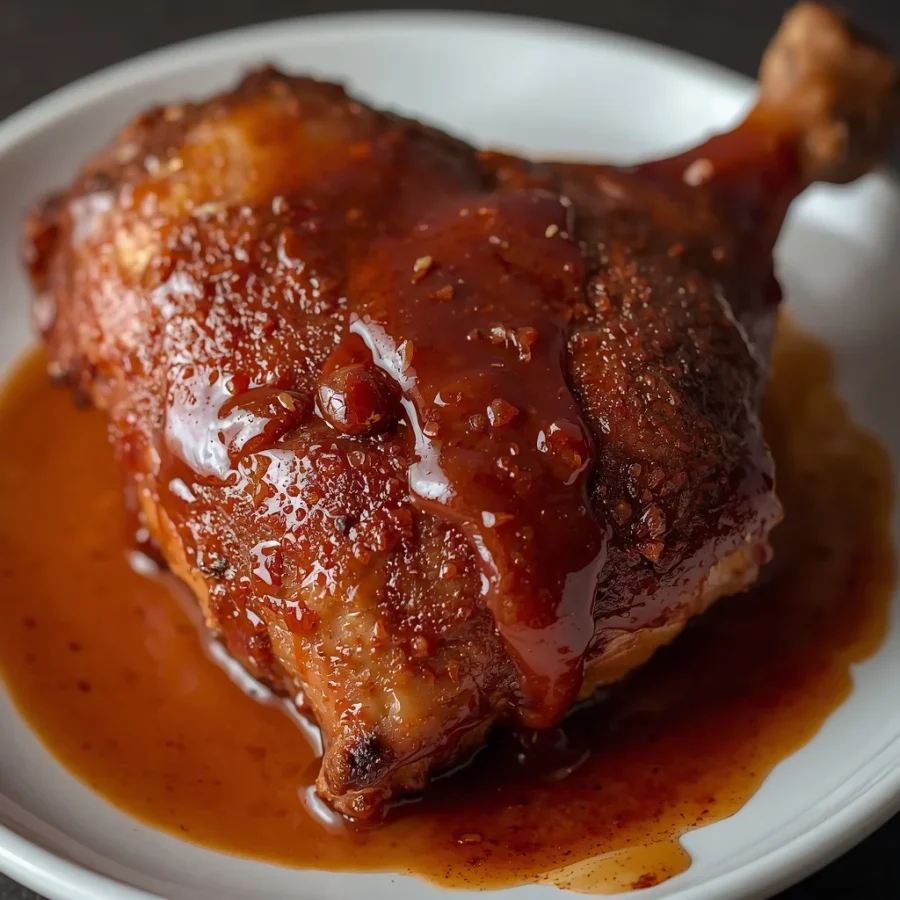 Smoked Turkey Leg with Apple Cider BBQ Sauce