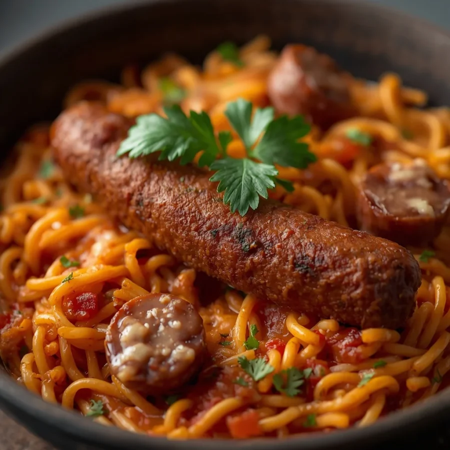 Turkish Menemen with Halal Beef Sausage