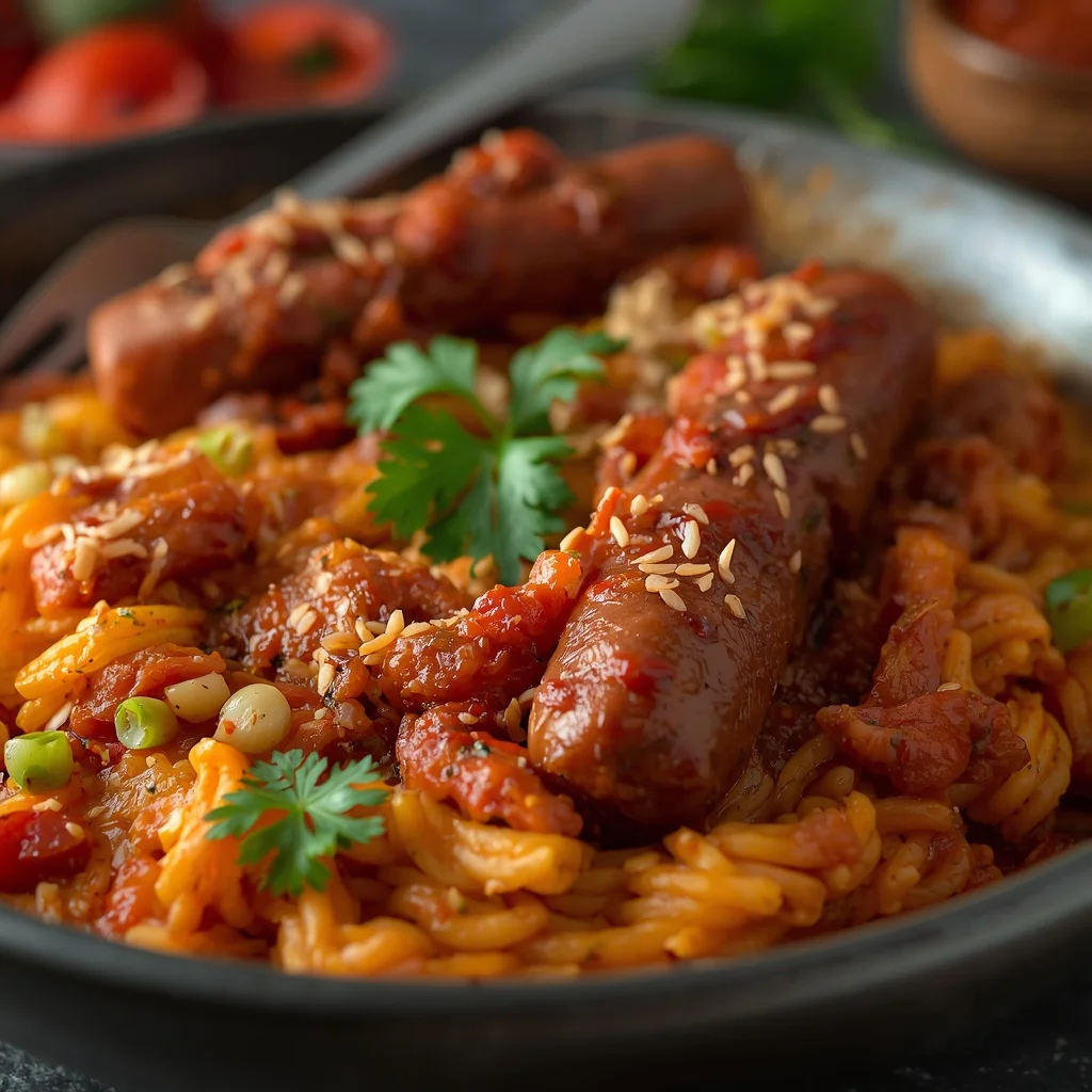 Turkish Menemen with Halal Beef Sausage