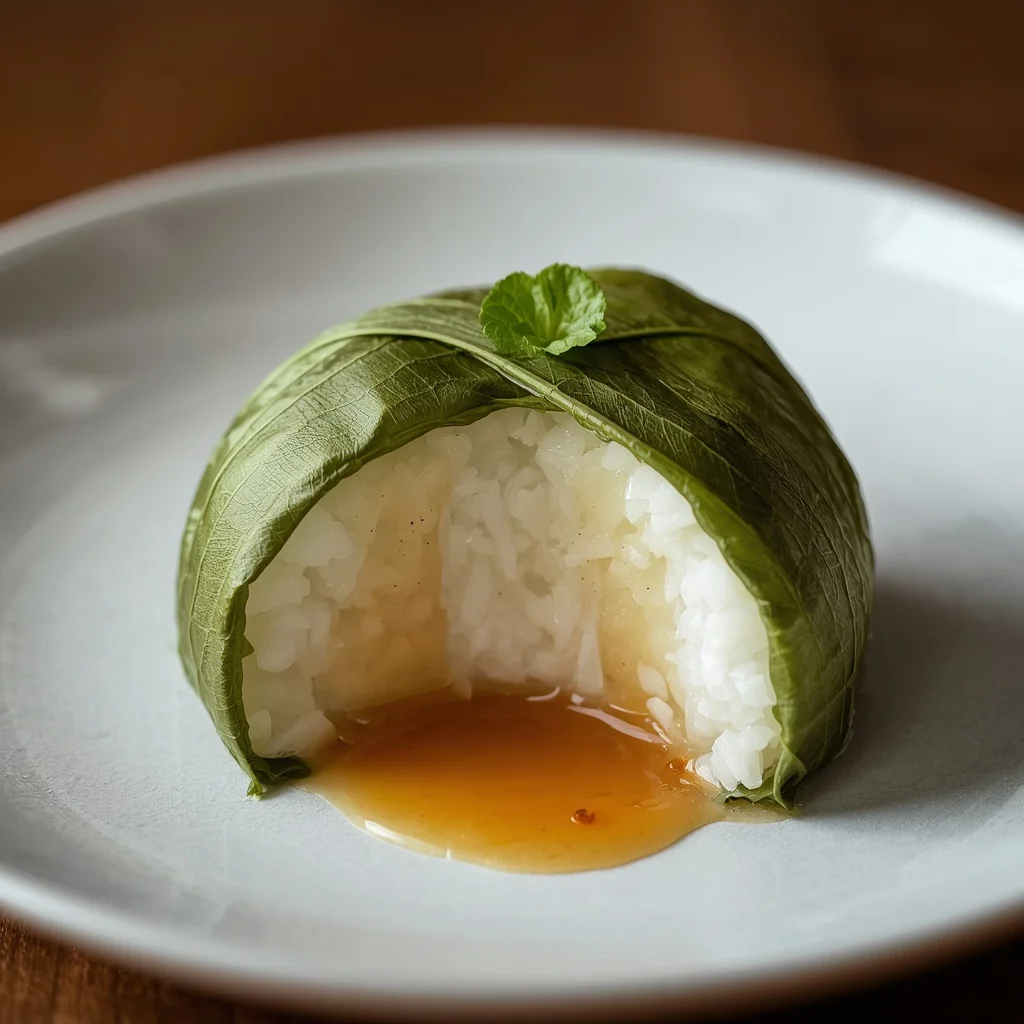 Cabbage Leaf Wrapped Coconut Rice Pudding