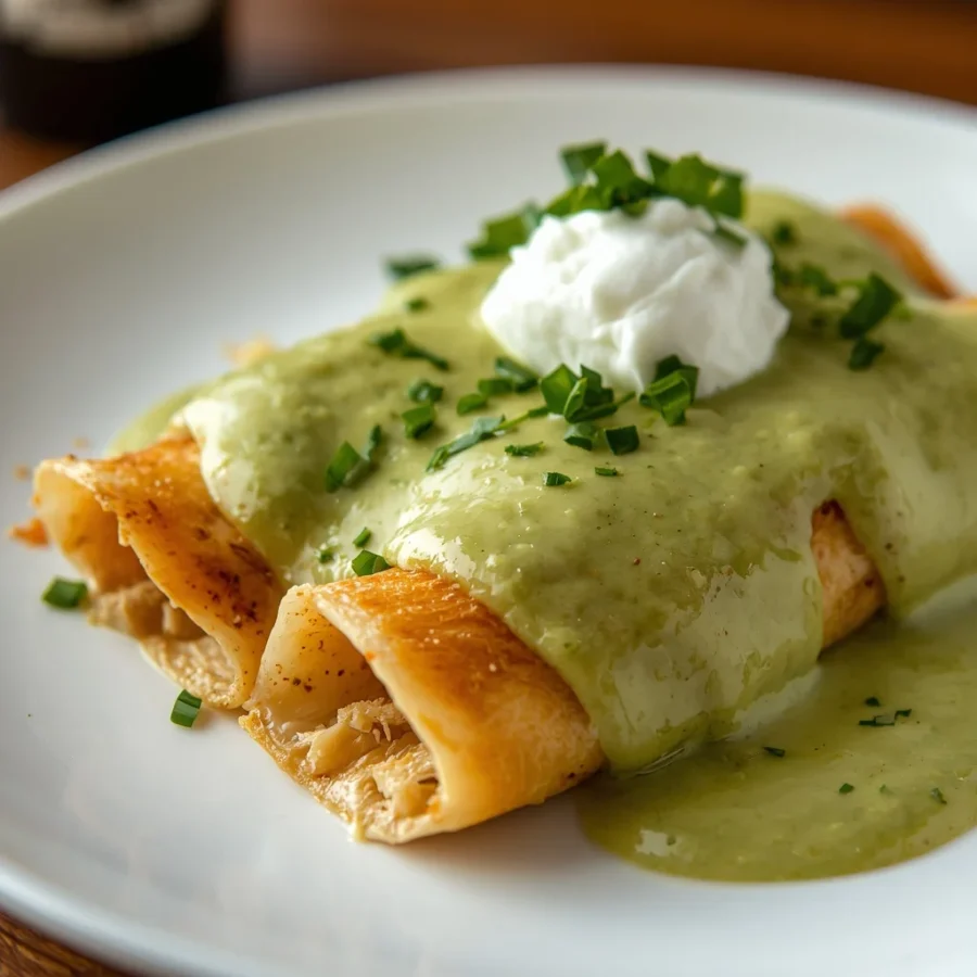 Chicken Enchiladas Verde with Creamy Green Chile Sauce