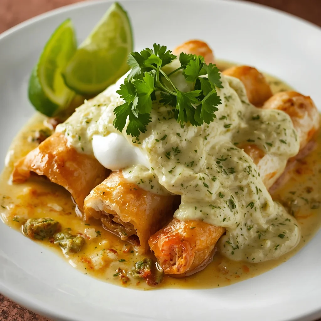 Chicken Enchiladas Verde with Creamy Green Chile Sauce