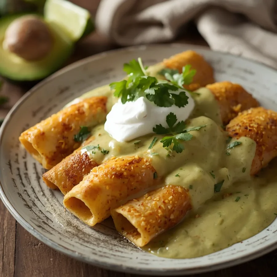 Chicken Enchiladas Verde with Creamy Green Chile Sauce