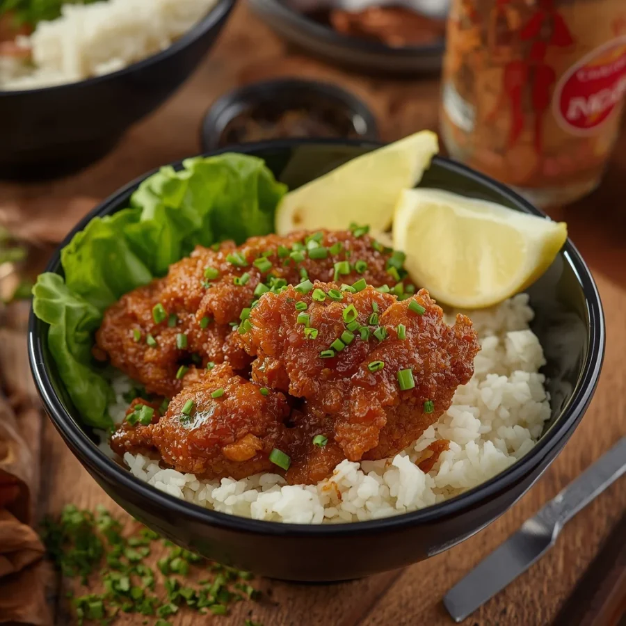 Crispy Halal Chicken Karaage Rice Bowls