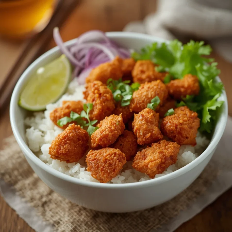 Crispy Halal Chicken Karaage Rice Bowls